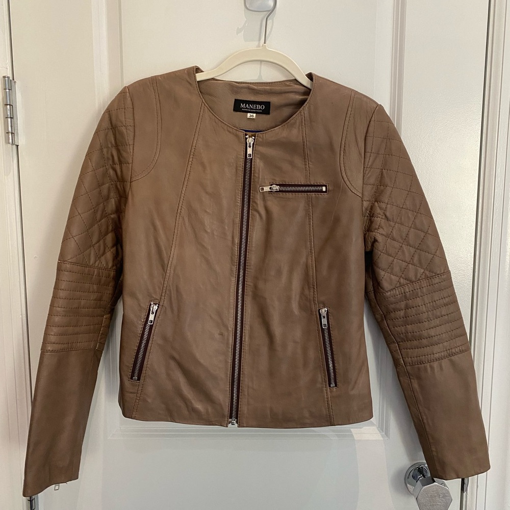 Women's Taupe/Brown 100% Leather Jacket
